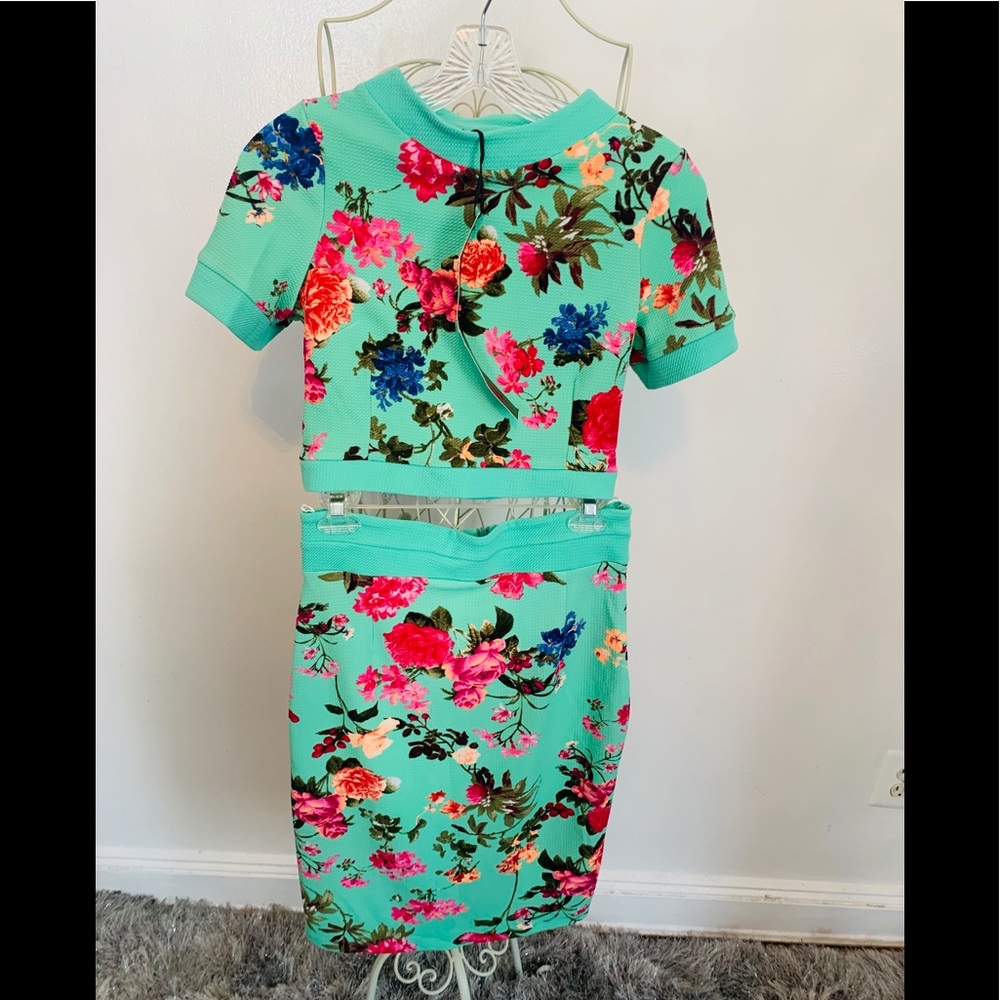 Women’s two piece crop top and skirt